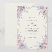 Invitation Mariage peint Pervenche et Douce Lavande (Devant / Derrière)