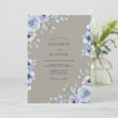 Invitation Mariage peint Pervenche Taupe (Debout devant)