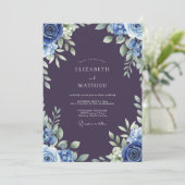 Invitation Mariage peint Prune Bleuet (Debout devant)