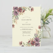 Invitation Mariage peint prune Bourgogne (Debout devant)