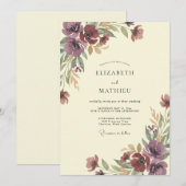 Invitation Mariage peint prune Bourgogne (Devant / Derrière)