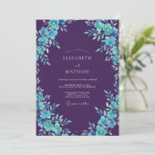 Invitation Mariage peint prune turquoise (Debout devant)