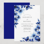 Invitation Mariage peint royal bleu (Devant / Derrière)