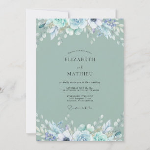 Invitation Mariage Peint Sage Glacé