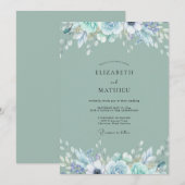 Invitation Mariage Peint Sage Glacé (Devant / Derrière)