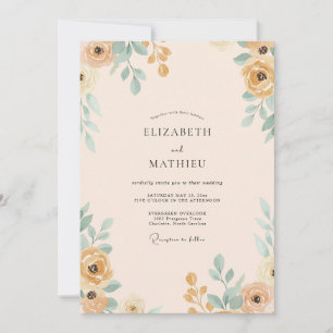 Invitation Mariage peint sarcelle or
