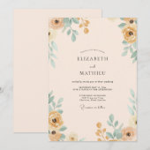 Invitation Mariage peint sarcelle or (Devant / Derrière)