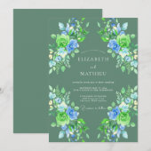 Invitation Mariage Peint Sauge Bleuet (Devant / Derrière)