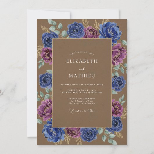 Invitation Mariage peint Sienne Améthyste (Devant)