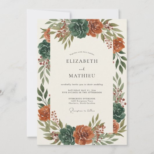 Invitation Mariage peint Sienne Dahlia (Devant)
