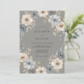 Invitation Mariage Peint Slate Soft Champagne (Debout devant)
