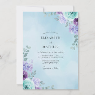 Invitation Mariage Peint sous le Ciel d'Améthyste