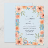 Invitation Mariage peint sous le ciel de corail (Devant / Derrière)