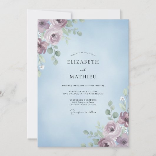 Invitation Mariage Peint sous le Ciel de Prune (Devant)
