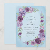 Invitation Mariage peint sous un ciel lilas (Devant / Derrière)