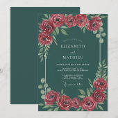 Invitation Mariage peint sur ardoise carmin (Devant / Derrière)