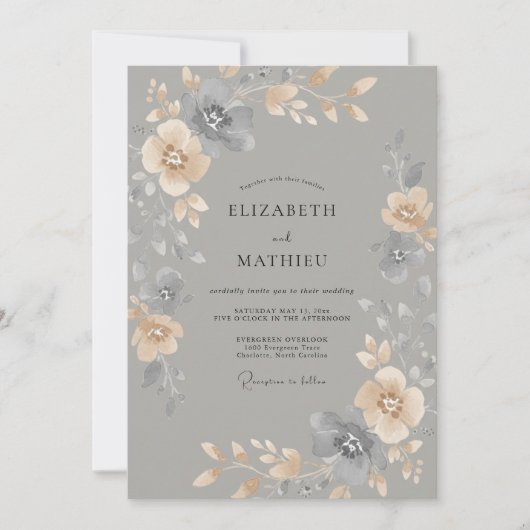 Invitation Mariage Peint sur Ardoise Champagne (Devant)