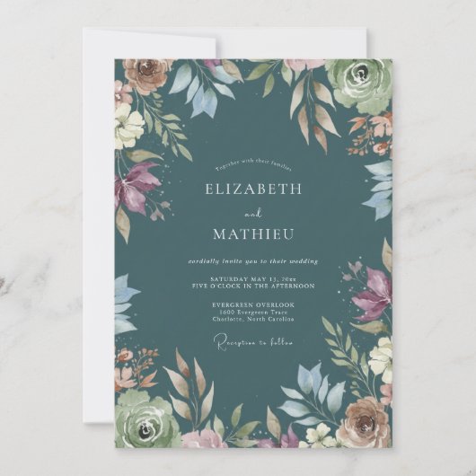 Invitation Mariage peint sur ardoise profonde (Devant)