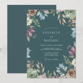 Invitation Mariage peint sur ardoise profonde (Devant / Derrière)