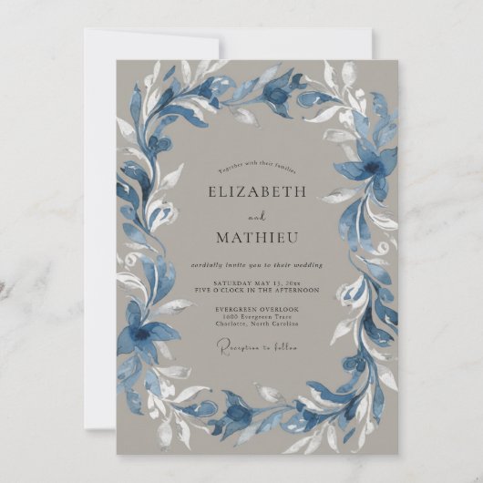 Invitation Mariage Peint Taupe Acier (Devant)