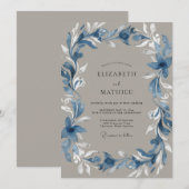Invitation Mariage Peint Taupe Acier (Devant / Derrière)