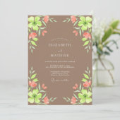 Invitation Mariage Peint Taupe Chartreuse (Debout devant)