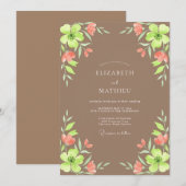 Invitation Mariage Peint Taupe Chartreuse (Devant / Derrière)