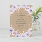 Invitation Mariage Peint Taupe Lilas (Debout devant)