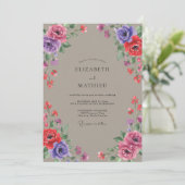 Invitation Mariage Peint Taupe Violet (Debout devant)