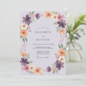 Invitation Mariage peint violet abricot (Debout devant)
