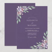 Invitation Mariage peint violet atténué (Devant / Derrière)