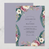 Invitation Mariage peint violet Bourgogne (Devant / Derrière)