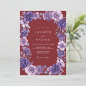 Invitation Mariage peint violet Bourgogne (Debout devant)