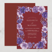Invitation Mariage peint violet Bourgogne (Devant / Derrière)