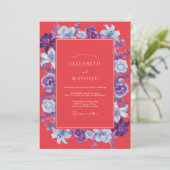 Invitation Mariage peint violet corail (Debout devant)