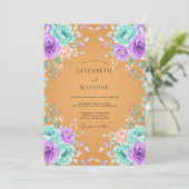 Invitation Mariage peint violet miel (Debout devant)