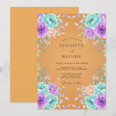 Invitation Mariage peint violet miel (Devant / Derrière)