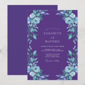 Invitation Mariage Peint Violet Pervenche (Devant / Derrière)