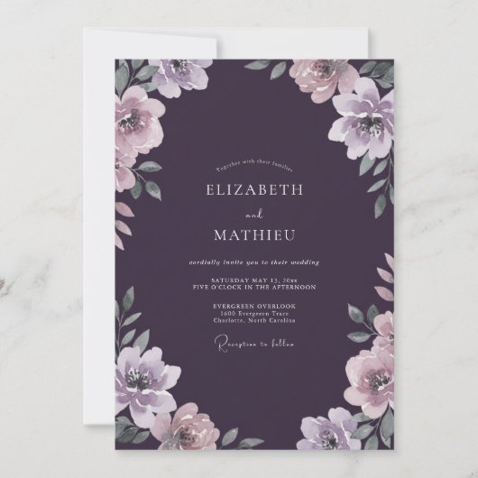 Invitation Mariage peint violet profond (Devant)