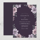 Invitation Mariage peint violet profond (Devant / Derrière)