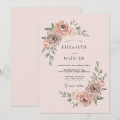 Invitation Mariage peintre à la fleur de pêcher (Devant / Derrière)