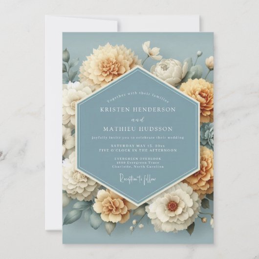 Invitation Mariage Peintre au Bleuet et à l'Ocre (Devant)