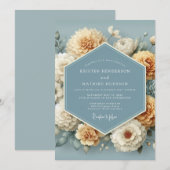 Invitation Mariage Peintre au Bleuet et à l'Ocre (Devant / Derrière)