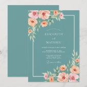 Invitation Mariage peintre de la Fleur de Thé (Devant / Derrière)