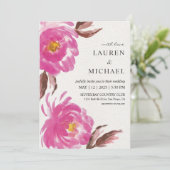 Invitation Mariage Peonies personnalisées de la Banque Blanch (Debout devant)