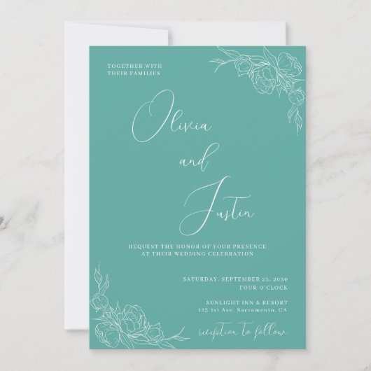 Invitation Mariage Peony Elegance (Devant)