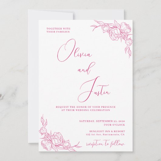 Invitation Mariage Peony Elegance (Devant)