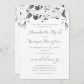 Invitation Mariage Peony noir et blanc (Devant / Derrière)