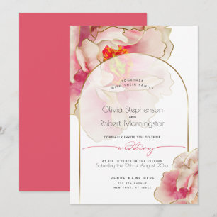 Invitation MARIAGE   Peony Rose de corail exotique