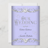 Invitation Mariage Periwinkle Blue Silver Diamond Hearts (Devant)